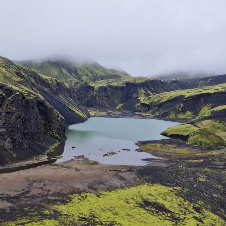 view at peak of Uxatindar mountain on to the Eldgjá Canyon