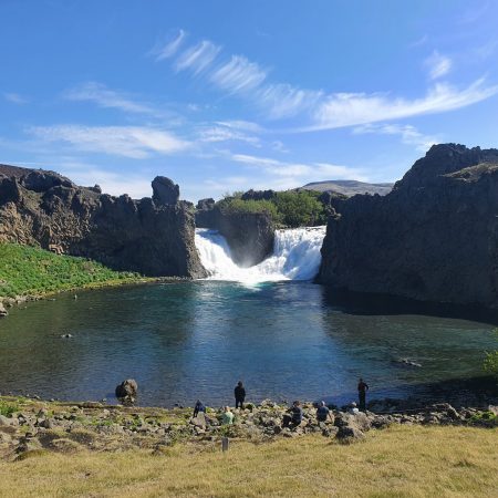 Hjálparfoss waterfall, Eldgjá Canyon trekking route