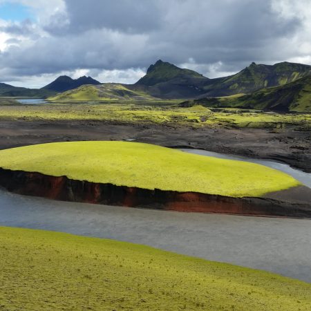 The Green Island on the Skaftá River, Eldgjá Canyon trekking route