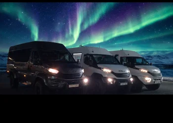Vehicles with Northern Lights background 1680x840