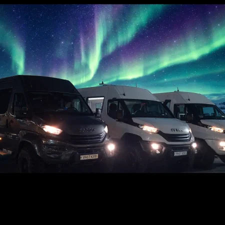 Vehicles with Northern Lights background 1680x840