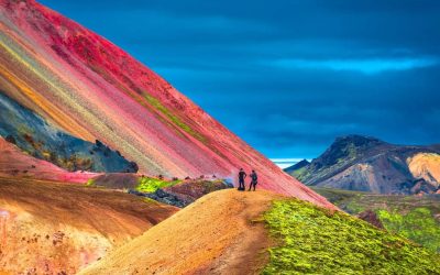 Beautiful colorful volcanic mountains Landmannalaugar in Iceland summer time