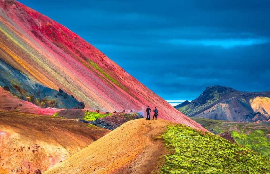 Beautiful colorful volcanic mountains Landmannalaugar in Iceland summer time