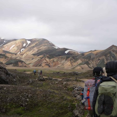 Group starting the Laugavegur Trek from Landmannalaugar on Day 02