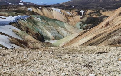 Rhyolite mountains near Hrafntinnusker on Day 02 of the Laugavegur Trek