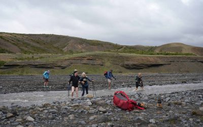 Glacial river crossing on Day 04 of the Laugavegur Trek in Iceland