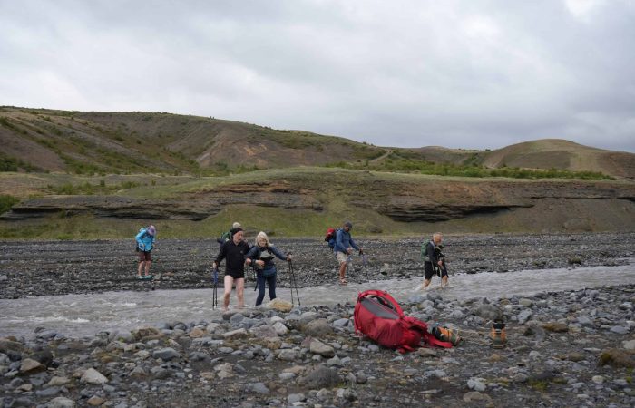 Glacial river crossing on Day 04 of the Laugavegur Trek in Iceland